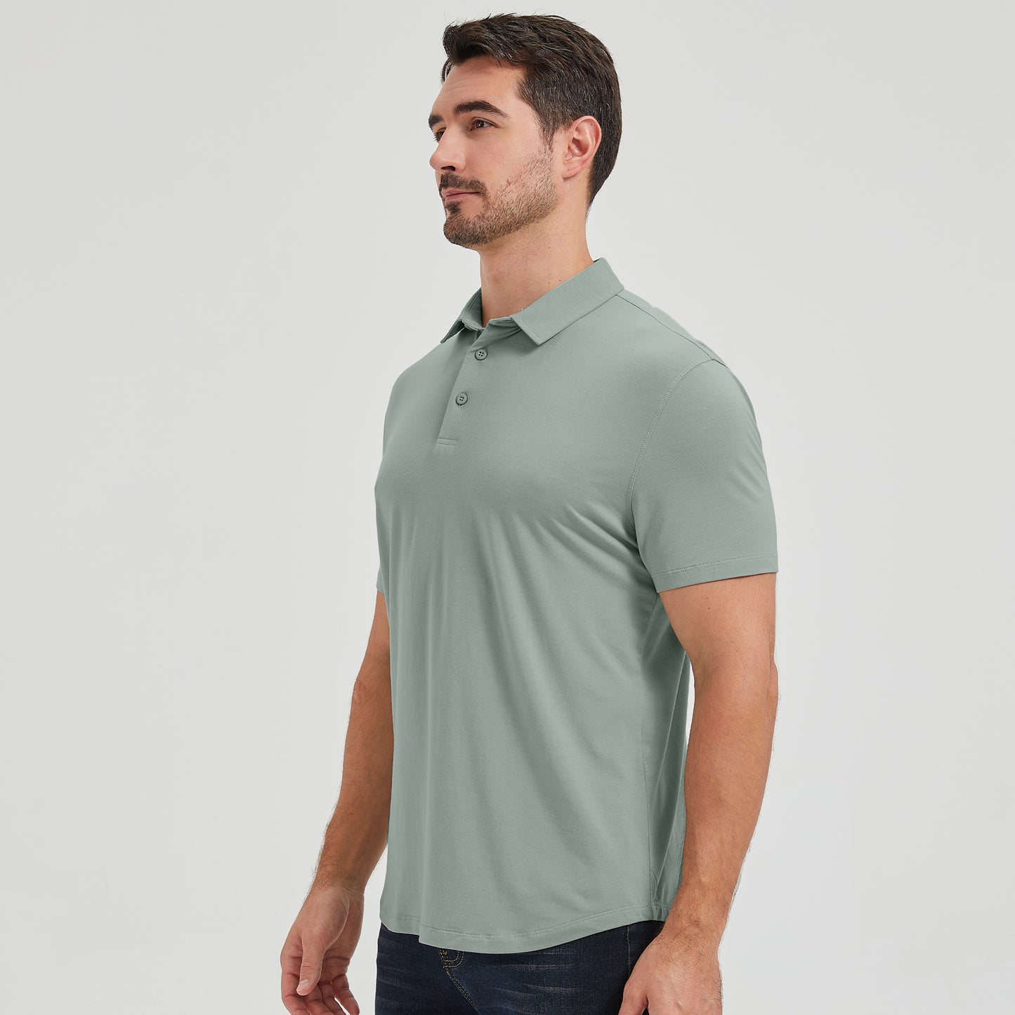 Mens Curved Hem Bamboo Polo