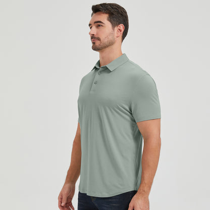 Mens Curved Hem Bamboo Polo