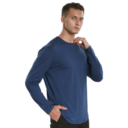 Men's Long Sleeve Curved Hem Bamboo T-Shirt