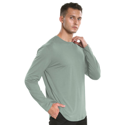 Men's Tall Long Sleeve curved Hem Bamboo T-Shirt