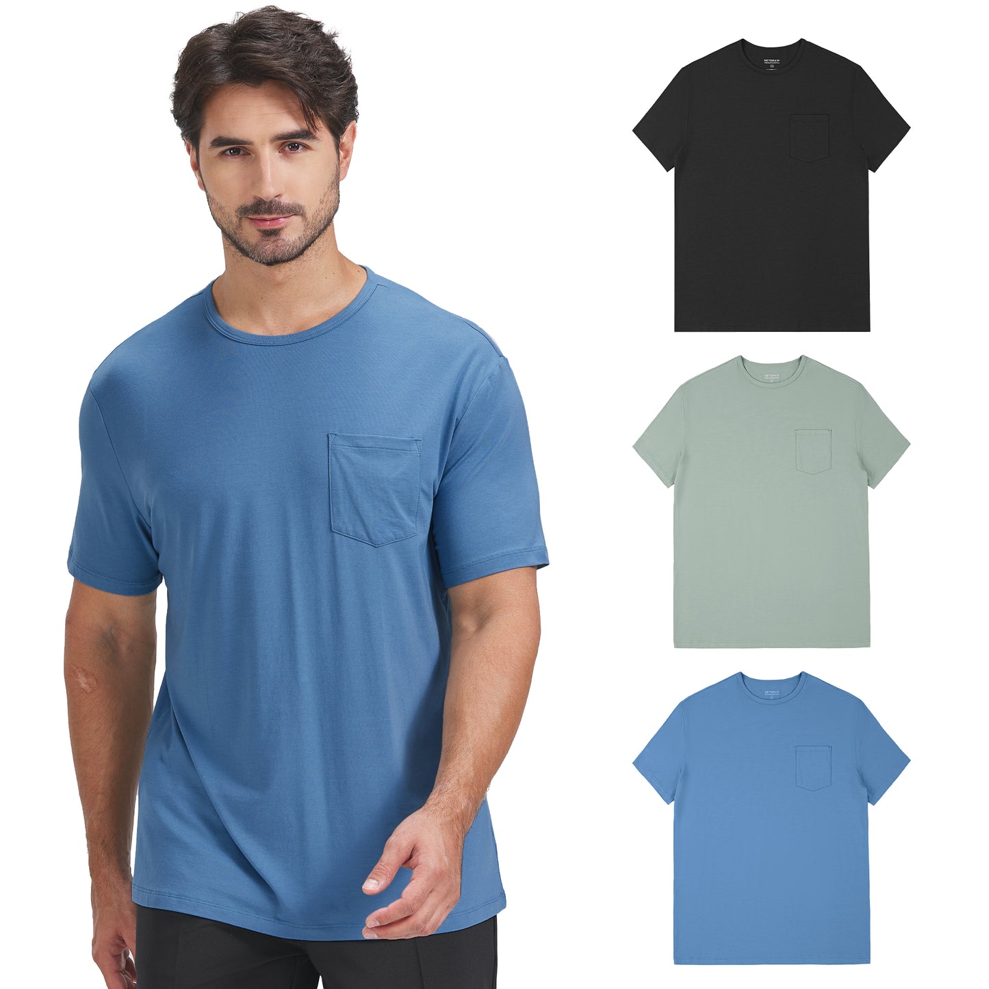 Men's 3 Pack Bamboo Pocket Tee
