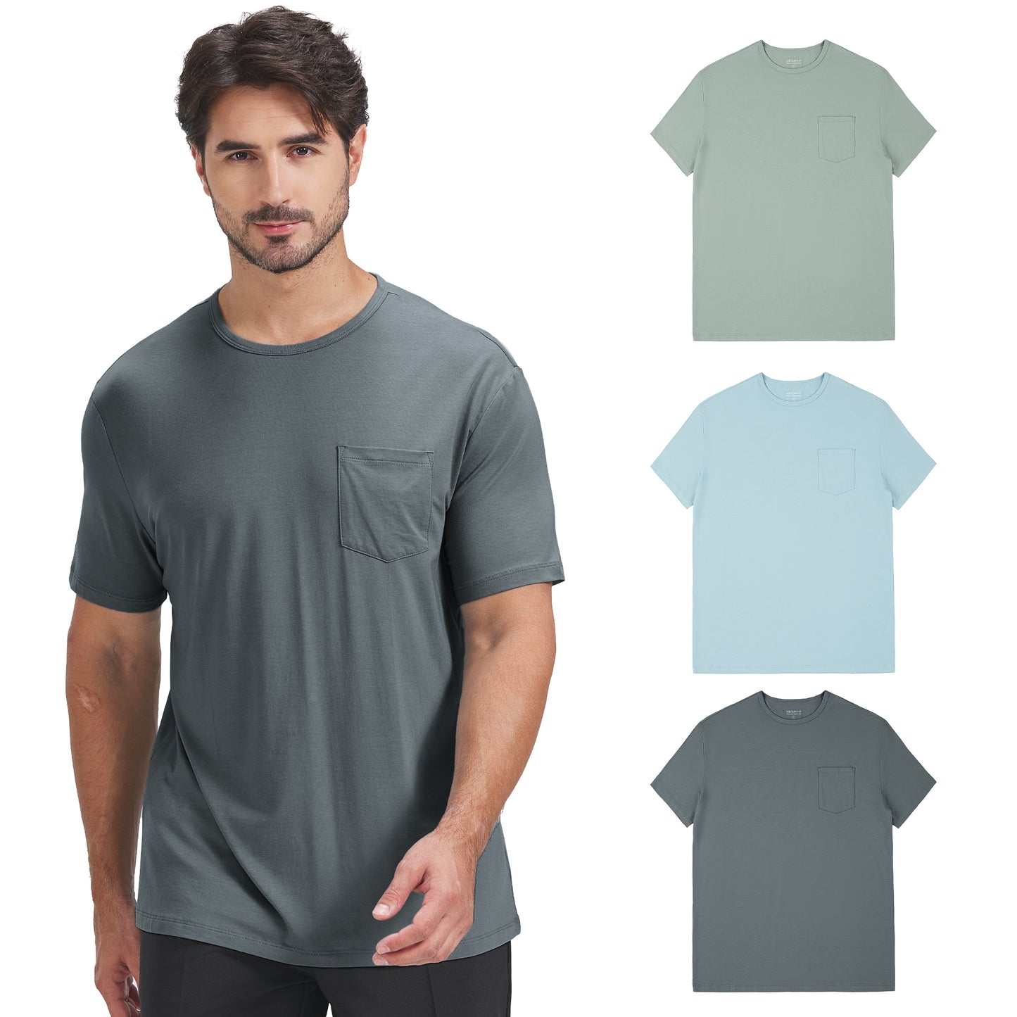 Men's 3 Pack Bamboo Pocket Tee