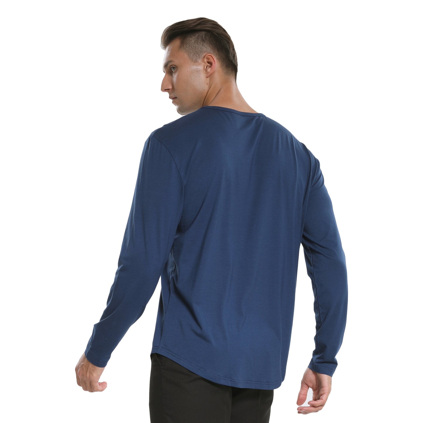 Men's Long Sleeve Curved Hem Bamboo T-Shirt