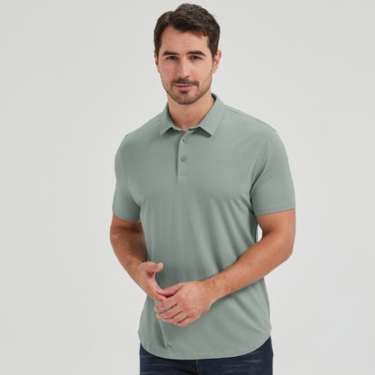 Men's 3 Pack Curved Hem Bamboo Polo
