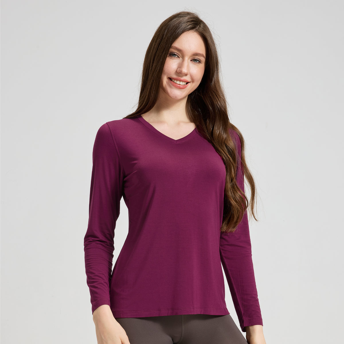 Bamboo Long Sleeve V Neck Shirt