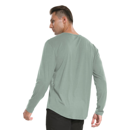 Men's Tall Long Sleeve curved Hem Bamboo T-Shirt