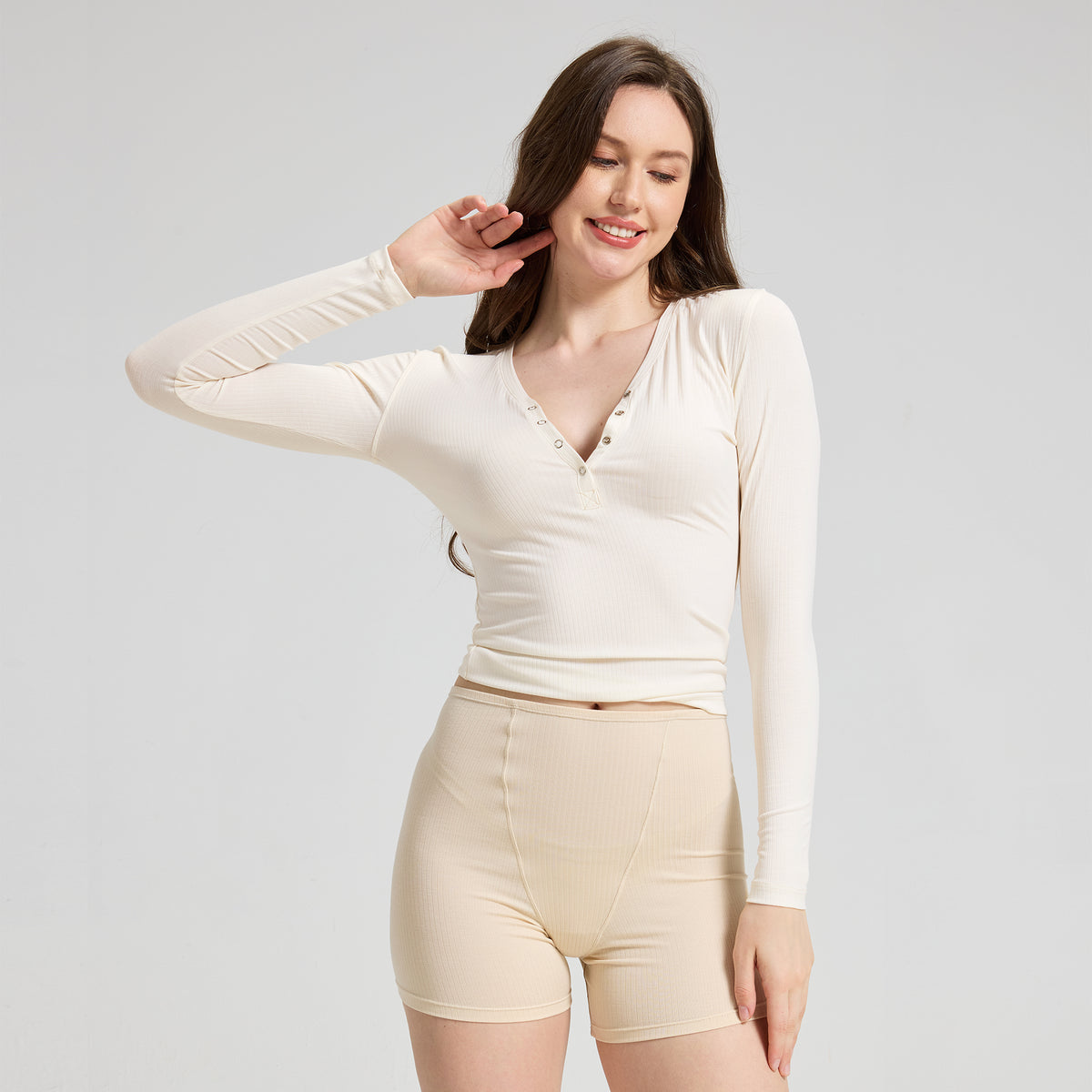 Women's Bamboo Ribbed Henley Top