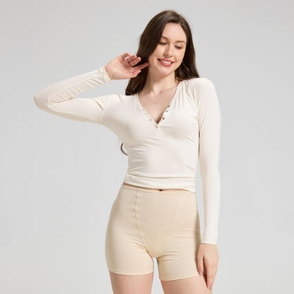 Women's Bamboo Ribbed Henley Top