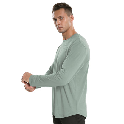 Men's Long Sleeve Curved Hem Bamboo T-Shirt