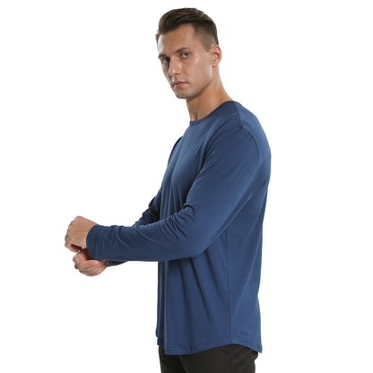 Men's Tall Long Sleeve curved Hem Bamboo T-Shirt