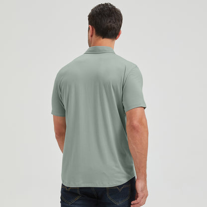 Mens Curved Hem Bamboo Polo