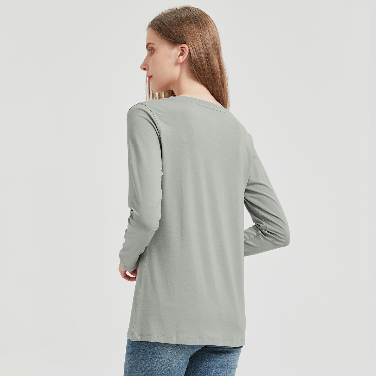 Women's Long Sleeve Bamboo V Neck T-Shirt