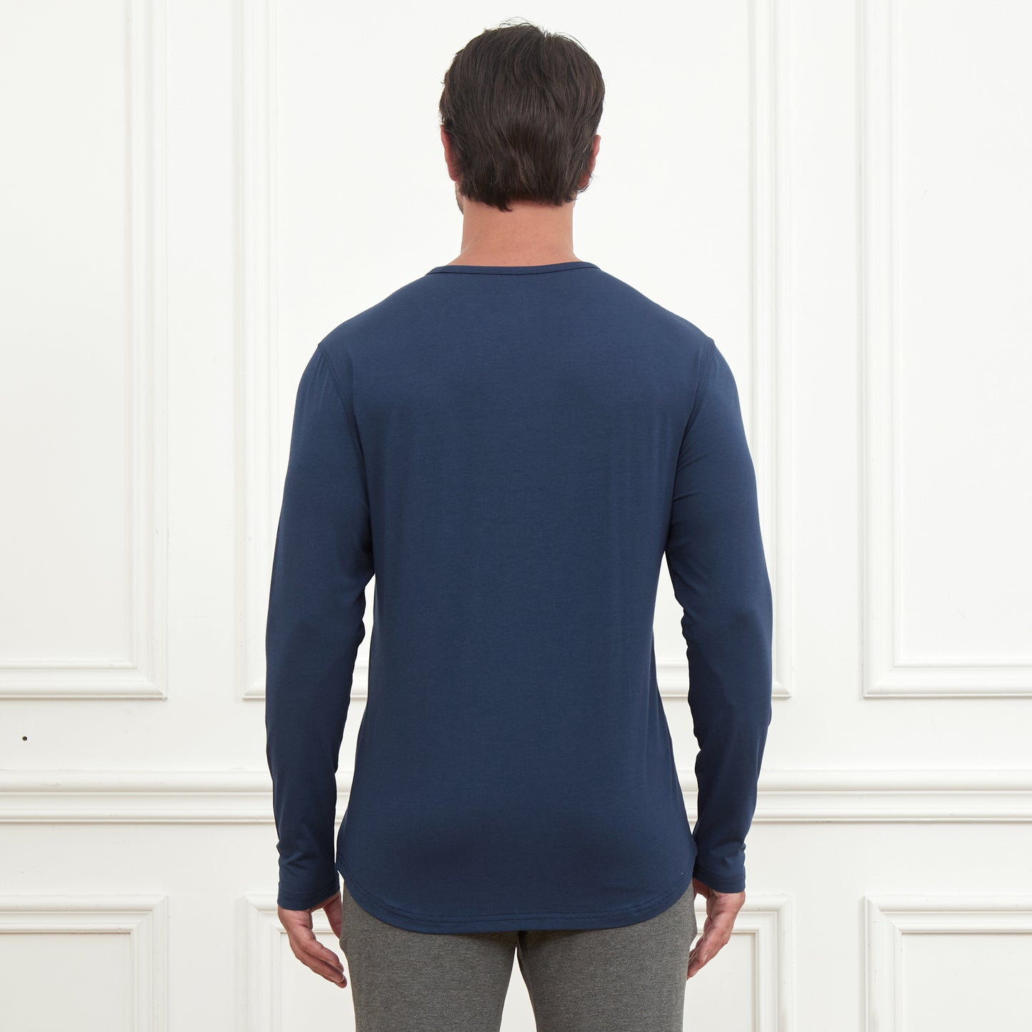 Men's 2 Pack Long Sleeve Curved Hem Bamboo T-Shirt