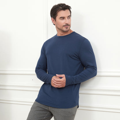 Men's 2 Pack Long Sleeve Curved Hem Bamboo T-Shirt