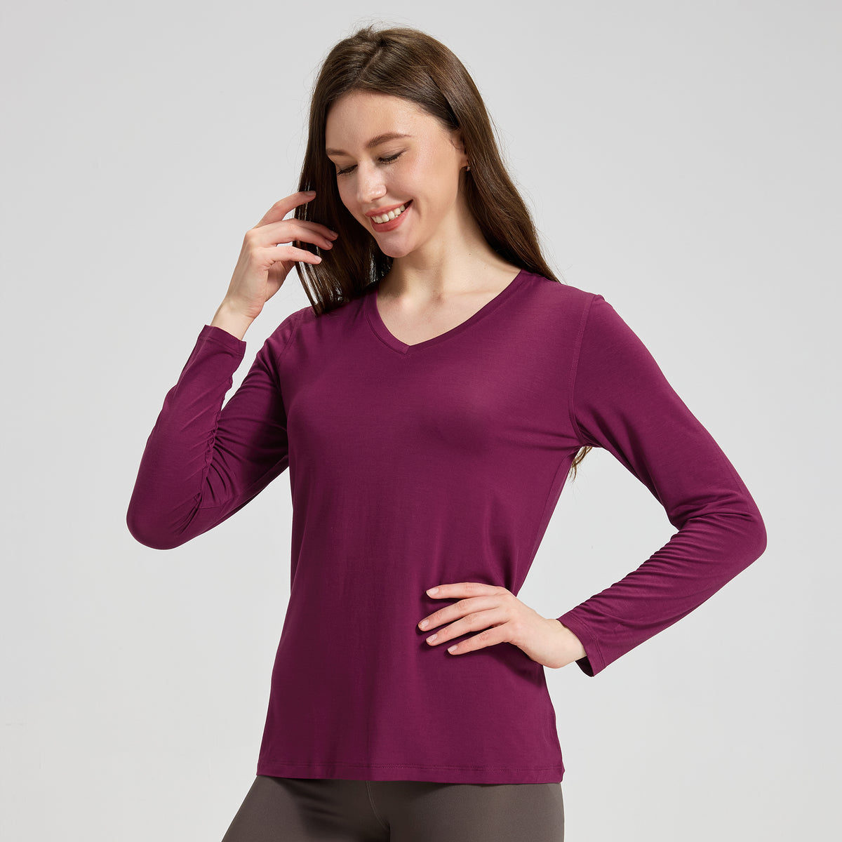 Bamboo Long Sleeve V Neck Shirt