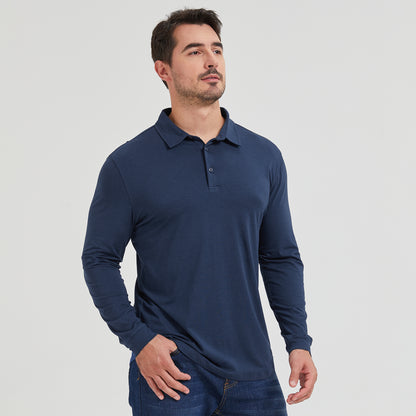 Bamboo Long Sleeve Curved Hem Polo