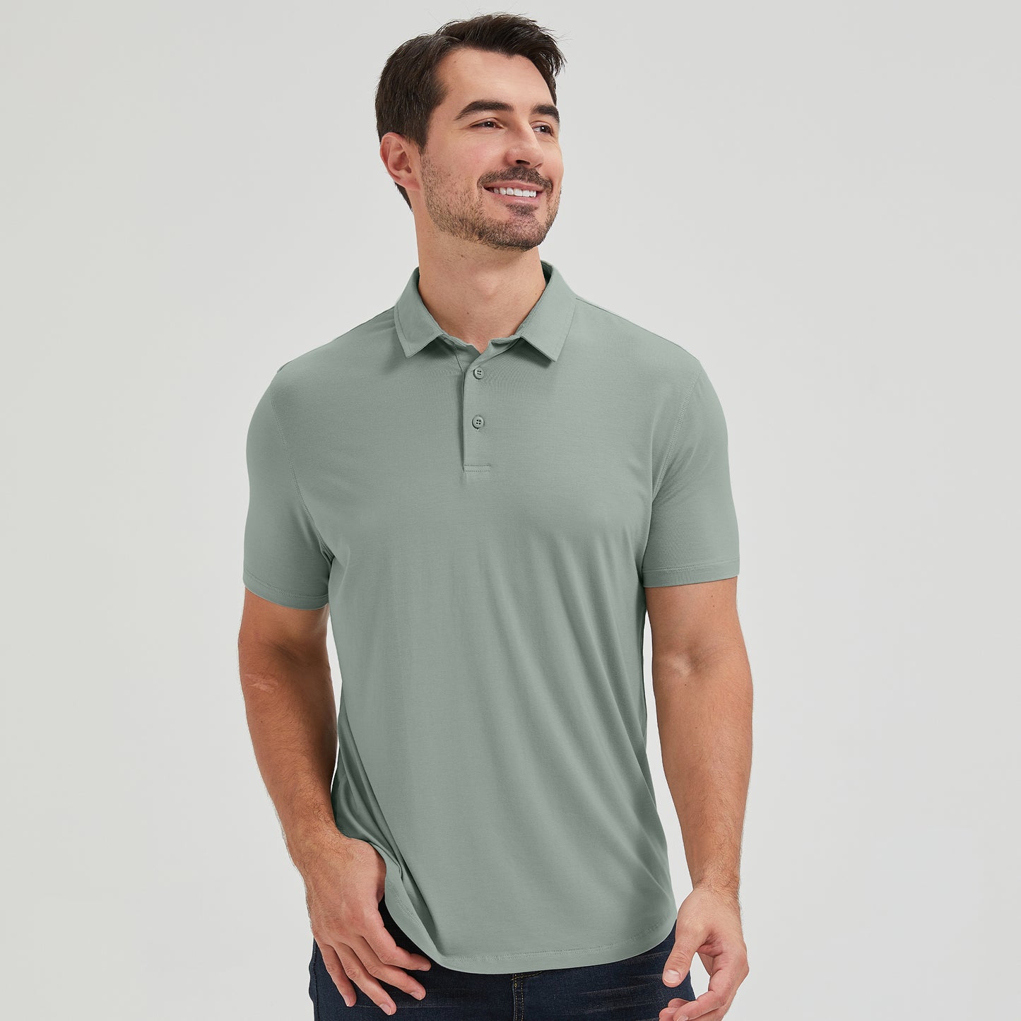 Mens Curved Hem Bamboo Polo