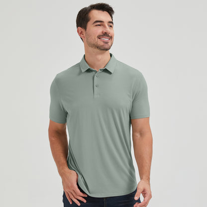 Mens Curved Hem Bamboo Polo