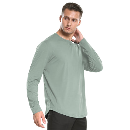 Men's Long Sleeve Curved Hem Bamboo T-Shirt