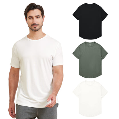 Men's 3 Pack Curved Hem Bamboo T-Shirt