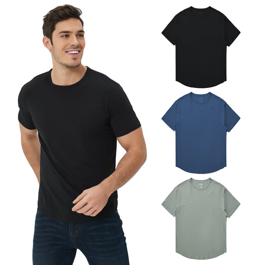 Men's 3 Pack Curved Hem Bamboo T-Shirt