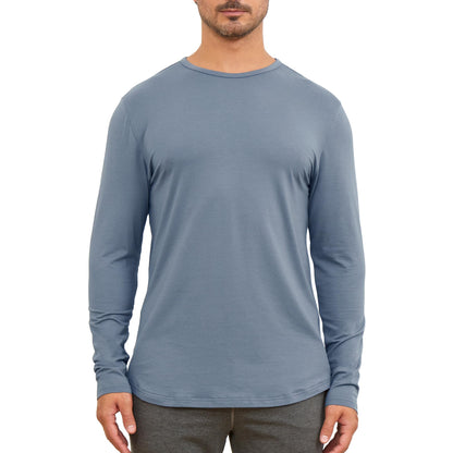 Men's Long Sleeve Curved Hem Bamboo T-Shirt