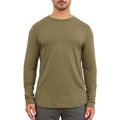 Men's Long Sleeve Curved Hem Bamboo T-Shirt