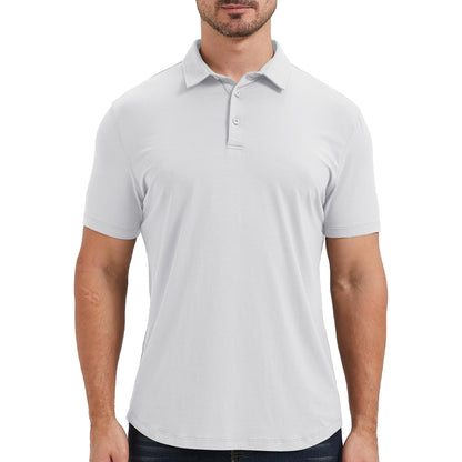 Mens Curved Hem Bamboo Polo